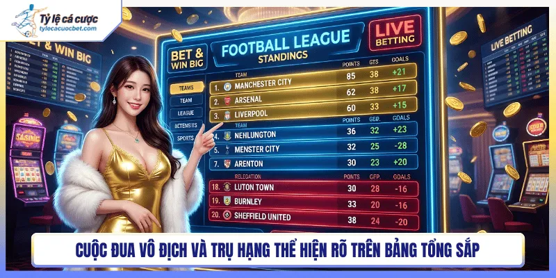 Cuộc đua và trụ hạng thể hiện rõ trên bảng tổng